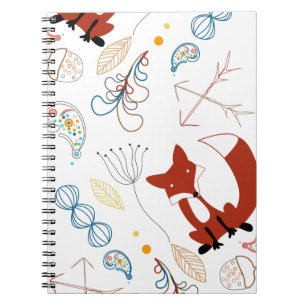 Personalize Modern Fox  Woodland Pattern Notebook