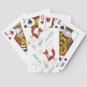 Personalize Modern Fox Woodland Pattern Playing Cards