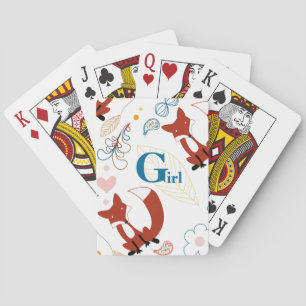 Personalize Modern Fox Woodland Pattern Playing Cards