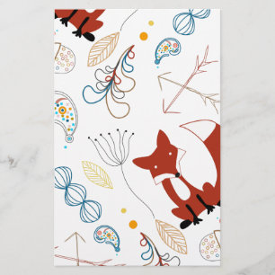 Personalize Modern Fox  Woodland Pattern Stationery
