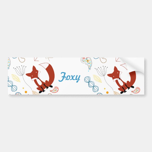 Personalize Modern Foxy  Woodland Bumper Sticker (Front)