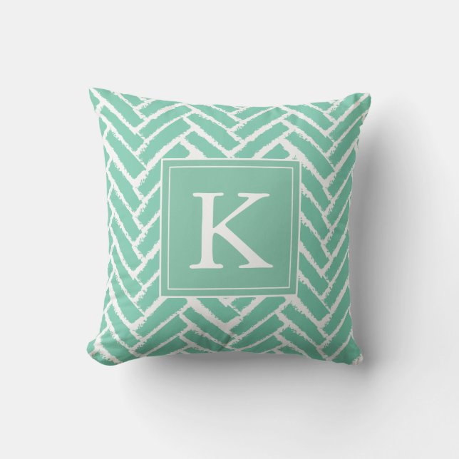 Personalize Modern Herringbone Pattern Pillow (Front)