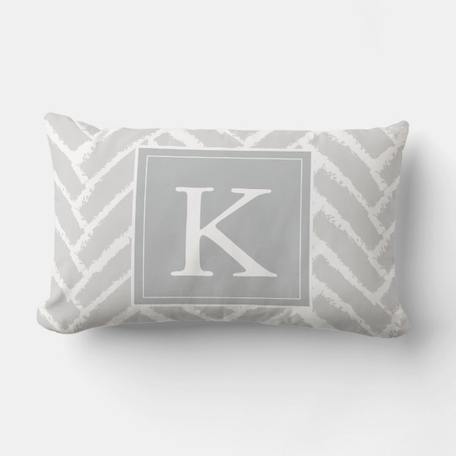 Personalize Modern Herringbone Pattern Pillow grey (Front)