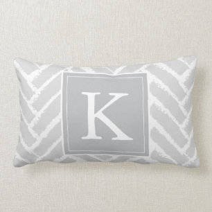 Personalize Modern Herringbone Pattern Pillow grey