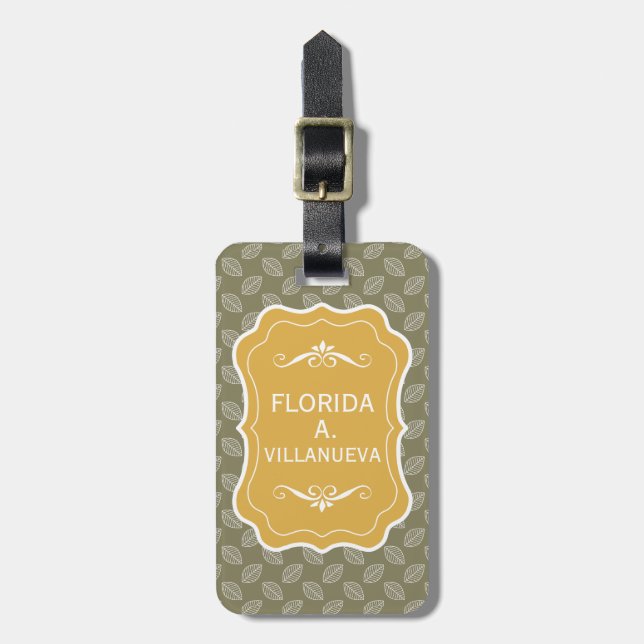 Personalize Modern leaves Travel Tag (Front Vertical)