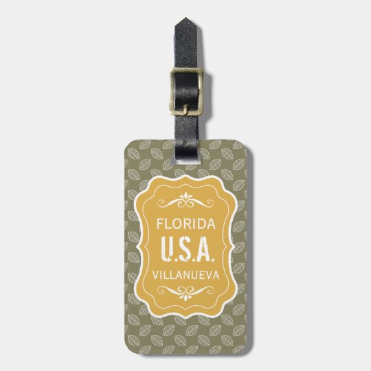 Personalize Modern leaves Travel Tag