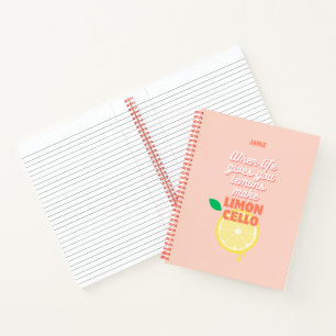 Personalize Modern Peach Italian Lemon Limoncello  Notebook