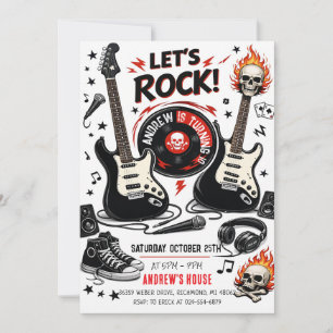 Personalize Modern Rockstar Birthday Invitation