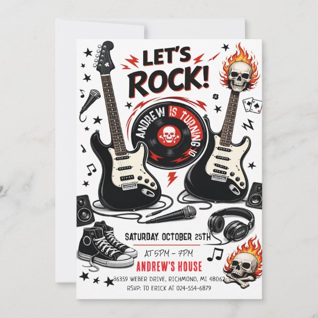 Personalize Modern Rockstar Birthday Invitation (Front)