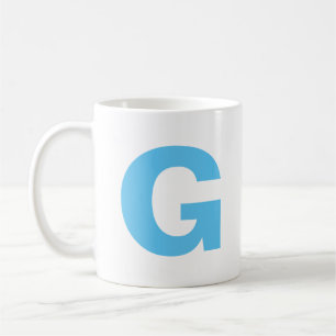 Personalize Modern Script Blue Initial Monogram Coffee Mug