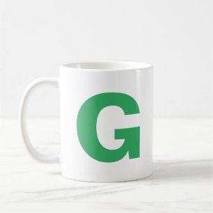 Personalize Modern Script Green Initial Monogram  Coffee Mug
