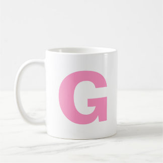Personalize Modern Script Pink Initial Monogram  Coffee Mug