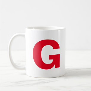 Personalize Modern Script Red Initial Monogram  Coffee Mug