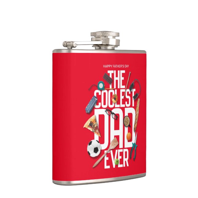 Personalize Modern The Coolest Dad Ever Hip Flask (Right)