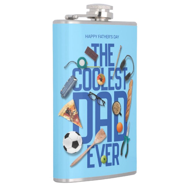 Personalize Modern The Coolest Dad Ever Hip Flask (Right)