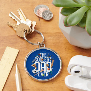 Personalize Modern The Coolest Dad Ever Keychain