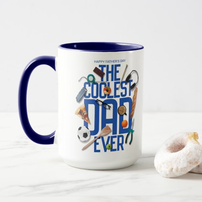 Personalize Modern The Coolest Dad Ever Mug (With Donut)