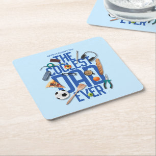 Personalize Modern The Coolest Dad Ever Square Paper Coaster