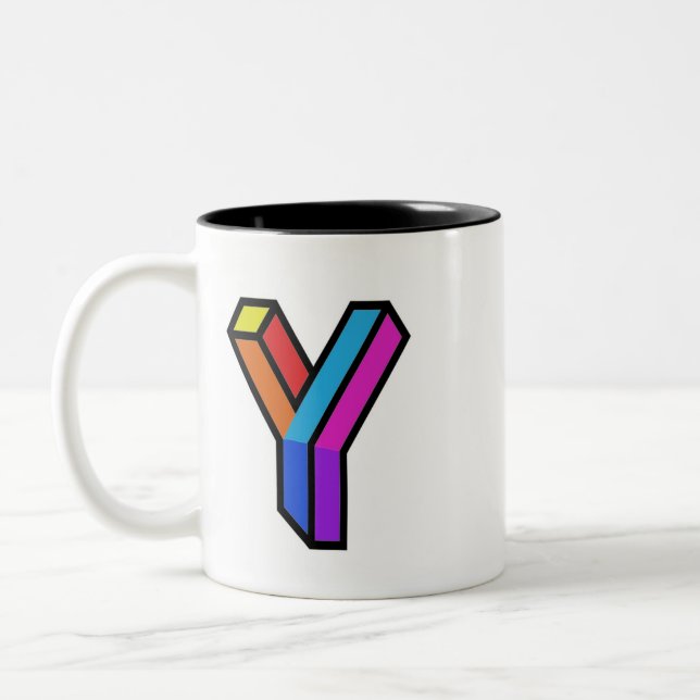 Personalize modern trendy 3D Initial Letter Y Mug (Left)