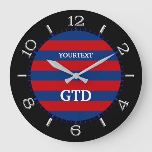 Personalize Modern Vibrant Horizontal Stripes on a Large Clock