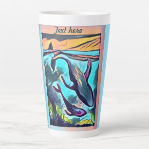 Personalize Modern Whale Art Trivet Latte Mug