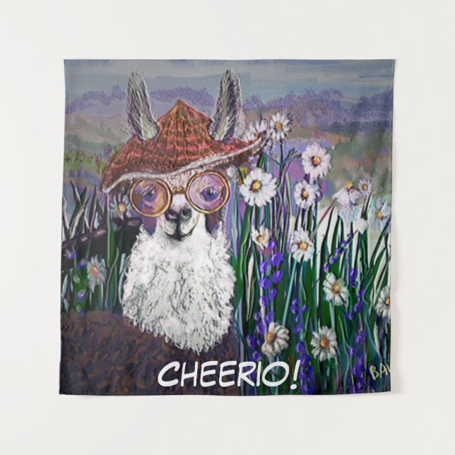 Personalize Momma Llama In a field of daisies Tapestry (Front)
