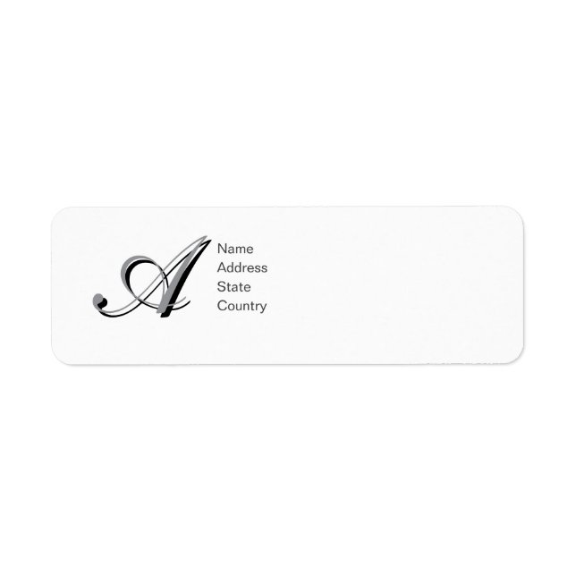 Personalize Monogram A Script Return Address Label (Front)