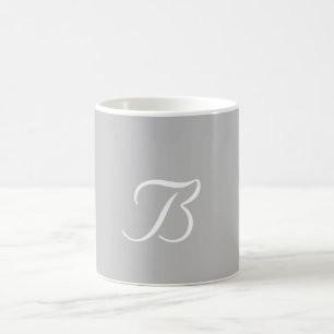 Personalize Monogram B Light Grey  Coffee Mug