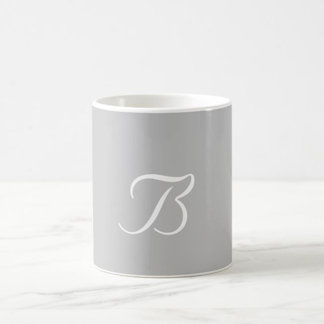 Personalize Monogram B Light Grey  Coffee Mug (Center)