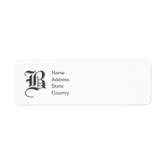 Personalize Monogram B Return Address Label (Front)