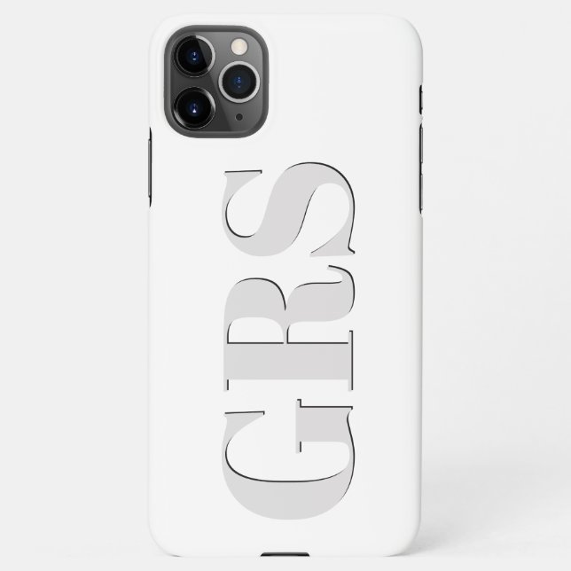 Personalize Monogram, Bold Grey Letters Blk Shadow iPhone Case (Back)