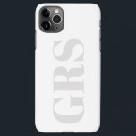 Personalize Monogram, Bold Grey Letters on White iPhone 11Pro Max Case<br><div class="desc">Personalize with your monogram in bold grey letters on white background.</div>