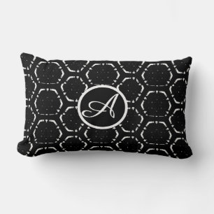 Personalize Monogram Custom B&W Lumbar Pillow
