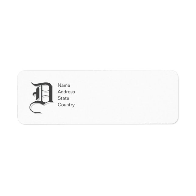 Personalize  Monogram D Return Address Label (Front)