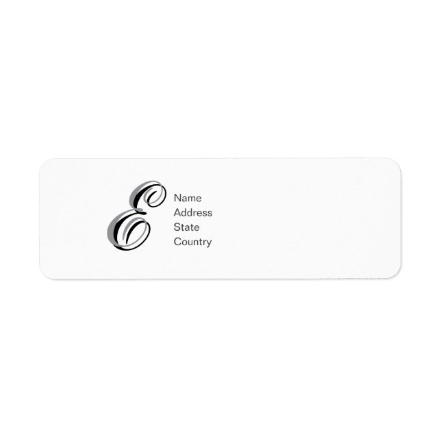 Personalize Monogram E Script Return Address Label (Front)