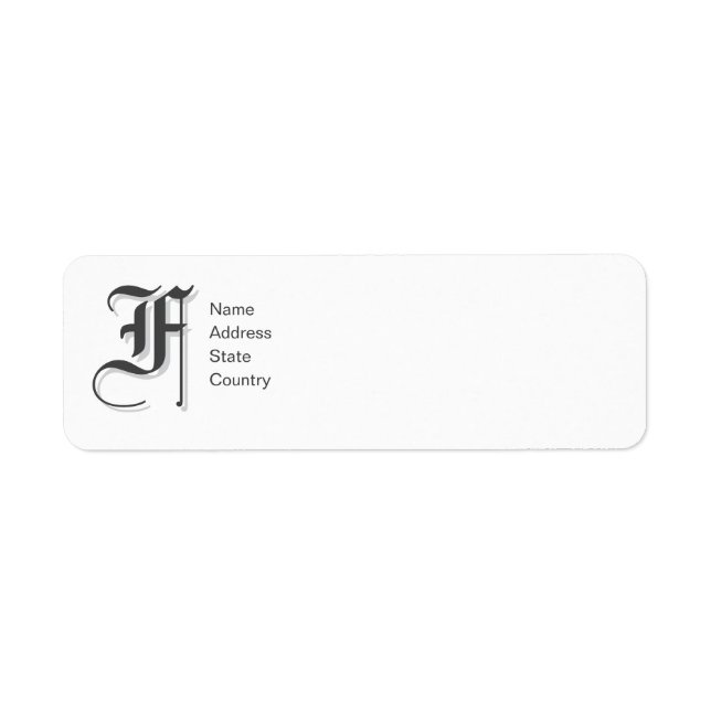 Personalize  Monogram F Return Address Label (Front)