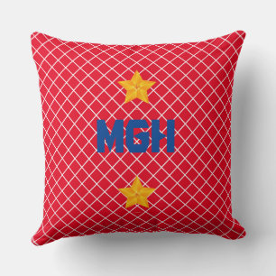 Personalize Monogram Gold/Red Throw Pillow