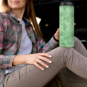 Personalize Monogram Green Soft Colourful Diagonal Thermal Tumbler