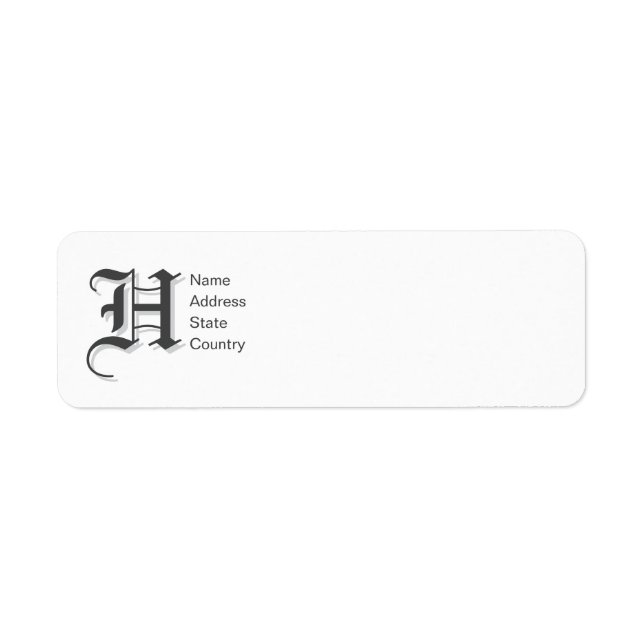 Personalize  Monogram H Return Address Label (Front)