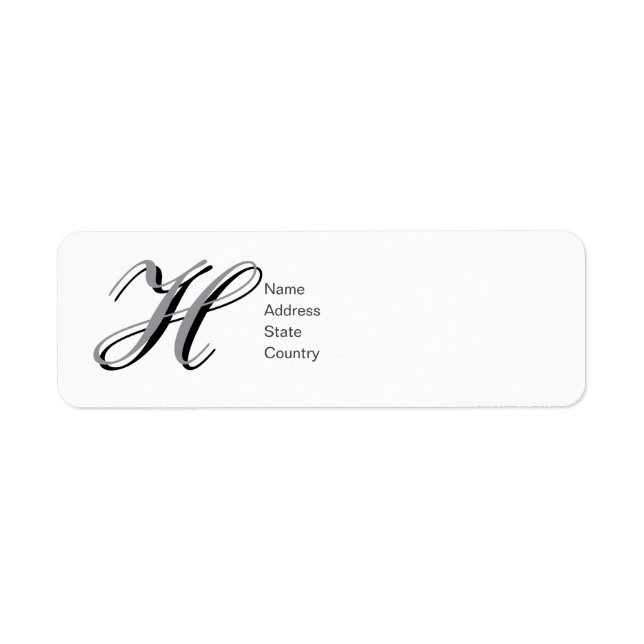 Personalize Monogram H Script Return Address Label (Front)