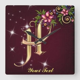Personalize Monogram H Wall Clock