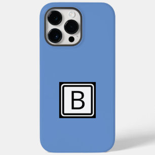 Personalize Monogram in Black Double Box on Blue Case-Mate iPhone 14 Pro Max Case