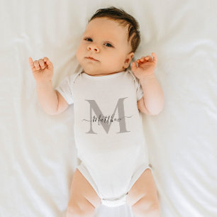 Personalize Monogram Initial Name Baby Bodysuit