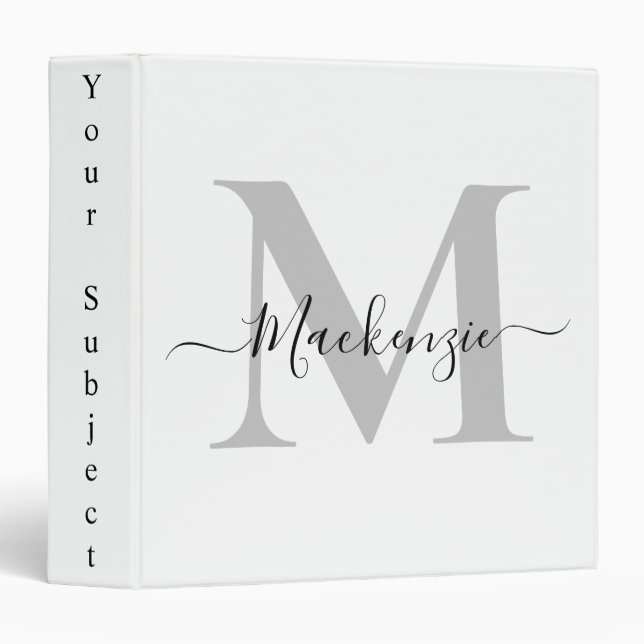 Personalize Monogram Initial Name Binder (Front/Spine)