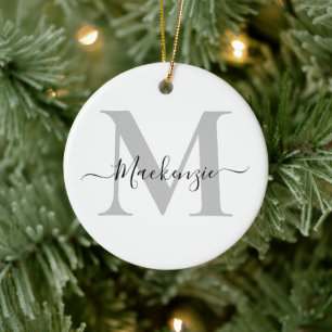 Personalize Monogram Initial Name Ceramic Ornament