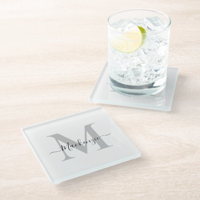 Personalize Monogram Initial Name Glass Coaster (Angled)