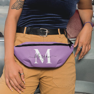 Personalize Monogram Initial Name Lavender Purple Fanny Pack