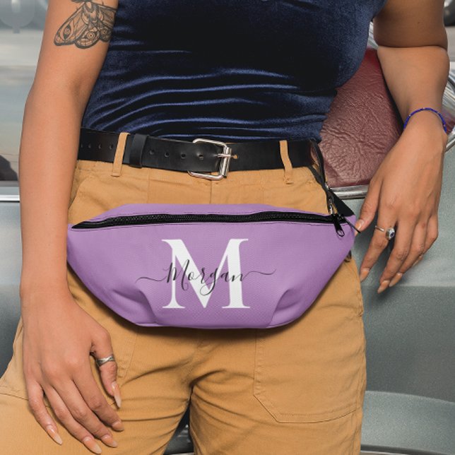 Personalize Monogram Initial Name Lavender Purple Fanny Pack (Personalize Monogram Initial Name Lavender Purple Fanny Pack)