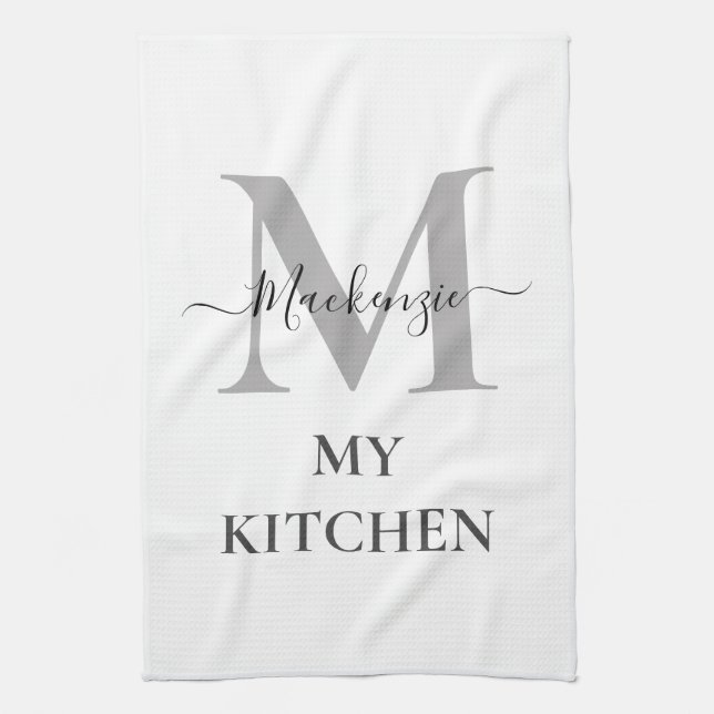Personalize Monogram Initial Name My Kitchen Quote Towel (Vertical)