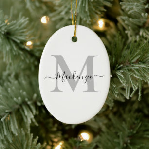 Personalize Monogram Initial Name Oval Ceramic Ornament